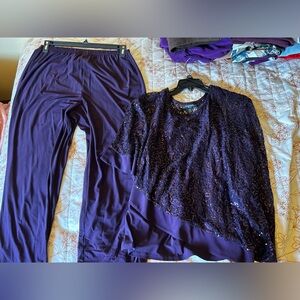 R&M Richards Purple Lace Women's Robe Set